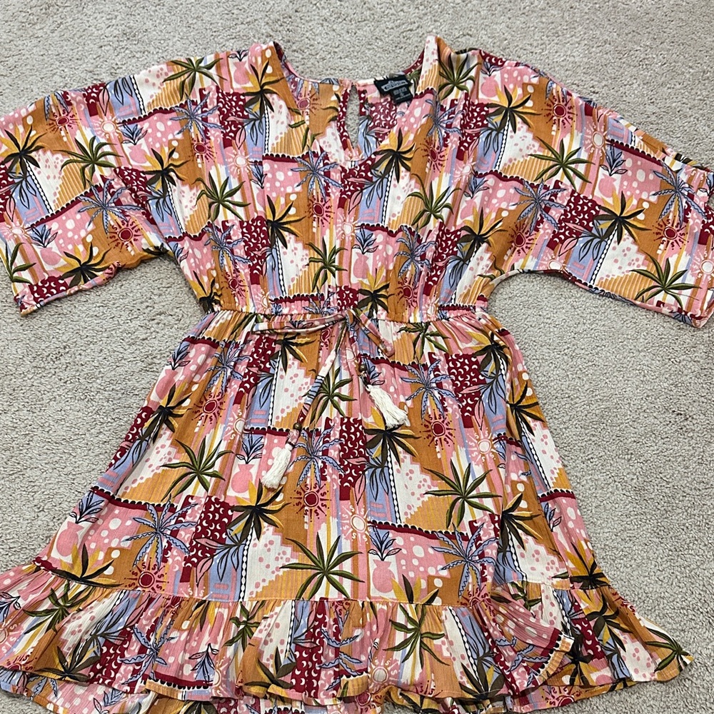 Dress with Pink and Orange Tropical Print
